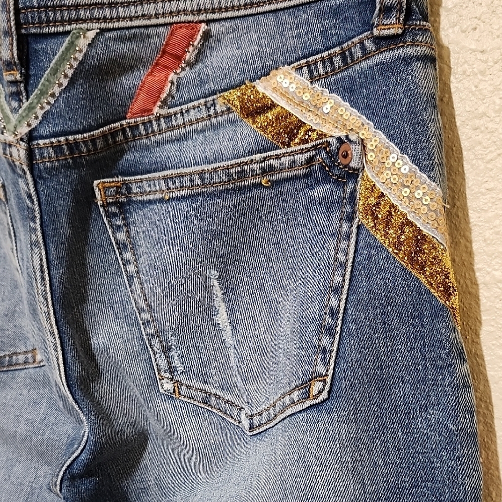 Pilcro and the Letterpress Red and Blue Skinny Jeans - Picture 10 of 16